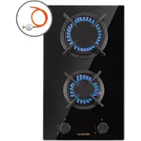 Klarstein Gasherd, Gaskochfeld 2 Flammig, Einbau-Gaskocher für Zuhause & Wohnmobil, Campingkocher mit Glasplatte, Gasherd für Propan- und Erdgas, Edelstahl Gas-Herdplatte Wok Brenner 4200 Watt