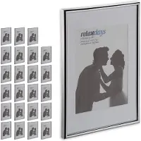 Relaxdays 24 x Bilderrahmen A4 silber Silber