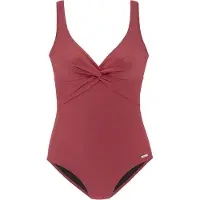 LASCANA Badeanzug , Damen, Gr. 38, Cup D, rot (rostrot), Polyamid, unifarben, Badeanzüge Badeanzug, mit Shaping-Einsatz vorn, eingearbeitete Softcups, mit Raffungen