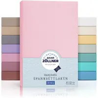 Julius Zöllner Jersey Spannbettlaken für Baby- & Kinderbett, 100% Jersey-Baumwolle, OEKO-TEX Standard 100 zertifiziert, Größe: 60x120cm / 70x140cm, 2er Pack, rosa