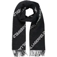 Karl Lagerfeld Schal Logo Wool Scarf Black / Gray