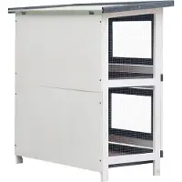 vidaXL Kaninchenstall 4 Türen Grau Holz