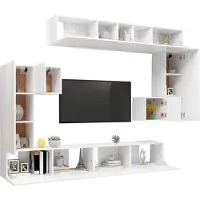 vidaXL 8-tlg. TV-Schrank-Set Weiß Holzwerkstoff