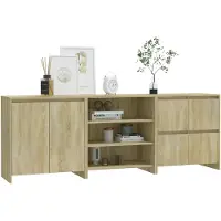 vidaXL 3-tlg. Sideboard Sonoma-Eiche Holzwerkstoff