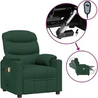 vidaXL Elektrischer Massagesessel Dunkelgrün Stoff