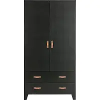 Woood Dian Garderobenschrank Aus Kiefer, 2-Türig, Schwarz