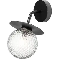 Nuura Außen-Wandleuchte Liila, Breite16 cm, schwarz/klar dimmbar, schwarz, Metall, Skandinavisch