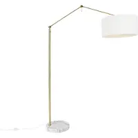 QAZQA Moderne Stehleuchte Gold mit Schirm Weiß 50 cm Verstellbar Herausgeber