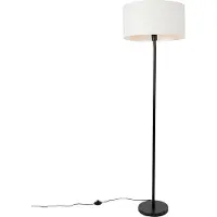 QAZQA Stehleuchte Schwarz mit Schirm Weiß 50 cm Simplo