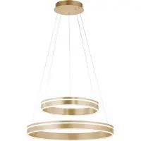 Q-SMART-HOME LED Pendellampe Smart Home Q VITO messing matt rund doppel Ring Fernbedienung messing matt Wohnzimmer, Esszimmer, Küche 8420-60, 8420-55, 8420-13