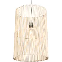 QAZQA - Landhaus I Vintage Skandinavische Hängelampe I Pendellampe I Pendelleuchte Bambus - Natasja I Wohnzimmer I Schlafzimmer - Bamboo Zylinder - LED geeignet E27