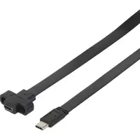Renkforce USB-Kabel USB 3.2 Gen1 USB-C Stecker, USB-C Buchse 0.25 m Schwarz schraubbar, hochflexibel RF-3415030