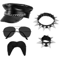 Boland Rocker (mütze, Partybrille, Halskette, Armband Und Schnurrbart)