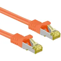 Goobay RJ45 Patchkabel CAT 6A S/FTP (PiMF), 500 MHz mit CAT 7 Rohkabel, Orange, 10 m, LSZH halogenfrei, Kupfer, RJ45 (CAT 6A) Stecker
