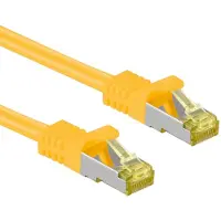 Goobay RJ45 Patchkabel CAT 6A S/FTP (PiMF), 500 MHz mit CAT 7 Rohkabel, Gelb, 5 m, LSZH halogenfrei, Kupfer, RJ45 (CAT 6A) Stecker