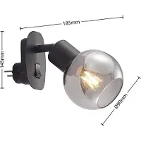 LINDBY Lioma Steckdosenleuchte, neigbar, schwarz , dimmbar, schwarz, für Wohn- / Esszimmer, Metall, Modern, Wandleuchte, Wandlampe Innen