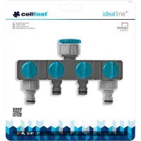 Cellfast Gartenschlauch-Verteiler 4-Wege 52-240 3/4" Wasserhahn Bewässerung