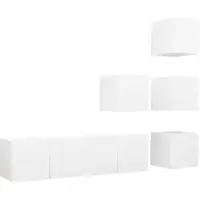 vidaXL 6-tlg. TV-Schrank-Set Weiß Holzwerkstoff