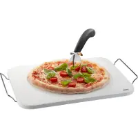 GEFU Pizzastein-Set: Pizzastein DARIOSO mit Gestell + Pizzaschneider + Pizza-Schieber