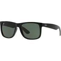 Ray-Ban RB 4165 JUSTIN Herren-Sonnenbrille Vollrand Quadratisch Kunststoff-Gestell, schwarz
