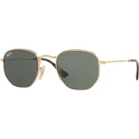 Ray-Ban Hexagonal Flat Lenses, Erwachsener, Hexagonal, Vollrand, Gold, Schwarz, Gold, Nicht-polarisierte Linse