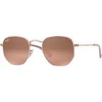 Ray-Ban HEXAGONAL FLAT LENSES, Erwachsener, Uni, Hexagonal, Nicht-polarisierte Linse, Edelstahl, Braun