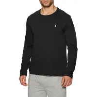 Ralph Lauren für Herren. 714844759001 Nachthemd aus schwarzem Baumwollstrick (XXL), Heimtextilien, Baumwolle, Langarm