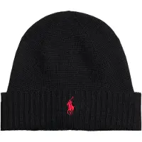 Ralph Lauren für Herren. 710886137001 Merinomütze schwarz (OSFA), Lässig, Wolle