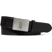 Ralph Lauren für Herren. 405691693001 Ledergürtel mit schwarzer Pferdeplakettenschnalle (38), Lässig, Klassisch