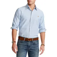 Ralph Lauren für Herren. 710792041002 Custom Fit Oxford Hemd blau (S), Lässig, Baumwolle, Langarm