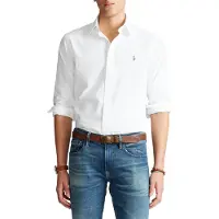 Ralph Lauren für Herren. 710792041001 Hemd Oxford Custom Fit weiß (S), Lässig, Baumwolle, Langarm