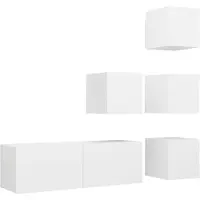 vidaXL 5-tlg. TV-Schrank-Set Weiß Holzwerkstoff