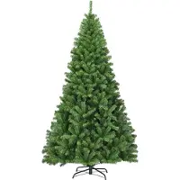 Costway 225cm Künstlicher Weihnachtsbaum, Tannenbaum mit Klappsystem, Christbaum 1346 Spitzen PVC Nadeln, Kunstbaum Weihnachten Metallständer, grün
