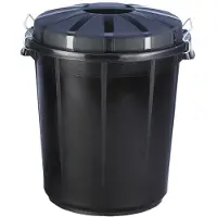 Denox Universal-Abfalleimer mit Deckel, rund, 70L, schwarz
