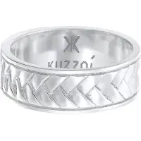 KUZZOI Ring Herren Bandring Fischgräten Vintage 925 Silber Kuzzoi Silber