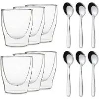 Feelino DUOS doppelwandiges Glas 80 ml Thermofunktion inkl. Edelstahl-Löffel