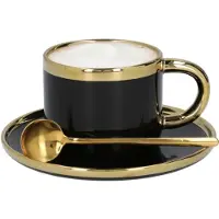 Homla Tasse mit Untertasse und Löffel SINNES Black, 200 ml