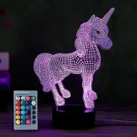 Halay Leuchtende Einhorn 3D LED-Nachtlampe mit Fernbedienung, USB-Kabel, 7 Farben, dekorative Kinderlampe
