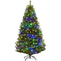 Unyqoos Künstlicher Weihnachtsbaum mit LED-Lichterkette – Grün, 180 cm, stabiler Metallständer, inkl. Aufbewahrungsbox & Stecker (6 kg)