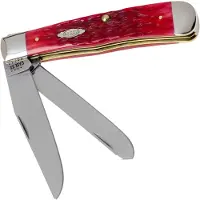 Case Knives Case Trapper Dark Red Bone, Peach Seed Jig, 31950, 6254 CV-Stahl Taschenmesser