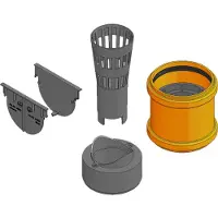 Hauraton TOP X Anschluss-Set mit Stirnwand, Laubfang, Geruchsverschluss und Adapter schwarz DN/OD 75 mm / 110 mm