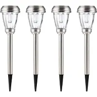 EZ Solar 4er Set LED Solar-Wegeleuchte mit bis zu 3 Lumen, rostfreier Edelstahl, mit Standard NiMH Akku, GL049EZ