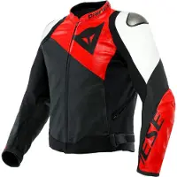 Dainese Sportiva Motorrad Lederjacke, schwarz/rot/weiß, 50
