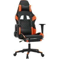 vidaXL Gaming-Stuhl mit Fußstütze Schwarz und Orange Kunstleder