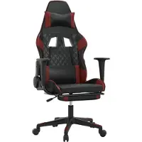vidaXL Gaming-Stuhl mit Fußstütze Schwarz und Weinrot Kunstleder