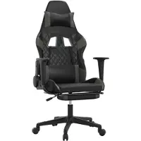 vidaXL Gaming-Stuhl mit Fußstütze Schwarz und Grau Kunstleder