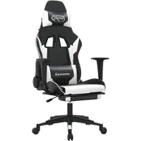 vidaXL Gaming-Stuhl mit Fußstütze Schwarz und Weiß Kunstleder