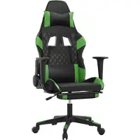 vidaXL Gaming-Stuhl mit Massage & Fußstütze Schwarz & Grün Kunstleder