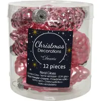 Merkloos 12 Glaszapfen 6cm Christbaumschmuck Weihnachtskugeln Weihnachtsbaumschmuck pink