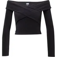 Urban Classics Ladies Velvet Rib Crossed Off Shoulder Longsleeve Black Größe: XL | Blusen Outlet | Damen | Schwarz